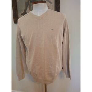 FYNCH-HATTON SUPERSOFT COTTON Men's L V Neck Tan Sweater Jumper